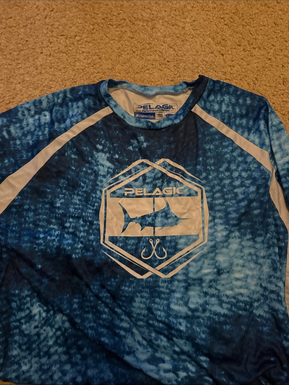 Pelagic Mens Blue Performance Swim Shirt